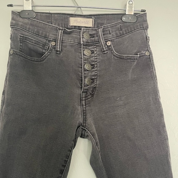 Madewell 9” high rise skinny button fly raw hem grey black, size 25 - Picture 4 of 8